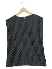Vorschaubild 1 von Damen Top Gr. 38 Grau Lochmuster Modern Ärmellos