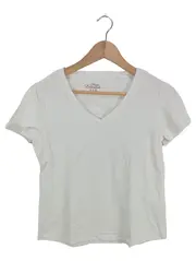 Vorschaubild 1 von TCM Damen T-Shirt Basic Kurzarm V-Ausschnitt Weiß Gr. 42 XL Baumwolle