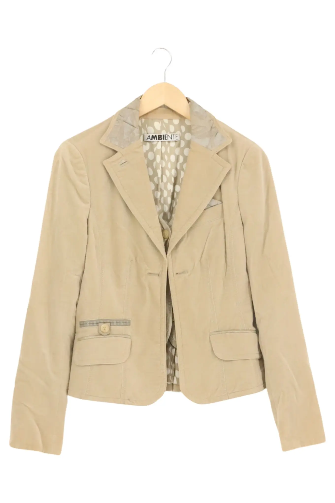 AMBIENTE Blazer Damen Beige Baumwolle Gr. 36/S Elegant Business Jacke