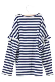 Vorschaubild 2 von Kinder Langarmshirt Gr. 122 Blau Gestreift Maritim mit Rüschen