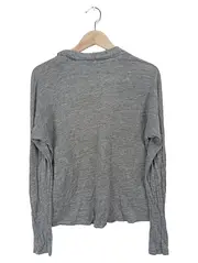 Vorschaubild 2 von Strickjacke Damen Gr. 36/S Grau Leinen Cardigan Casual Elegant