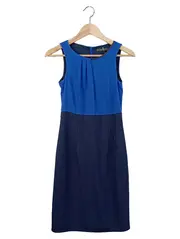 Vorschaubild 1 von Businesskleid Damen Gr. 32/XXS Blau Elegant Klassisch Ärmellos