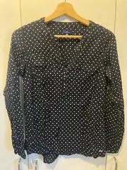 Vorschaubild 5 von Damen Hemdbluse Bluse Punkte Blau Gr. 36/S Casual