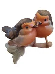 Vorschaubild 1 von Porzellan Rotkehlchen Dekofigur Vogel Paar Robin Germany Klassisch
