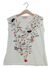 Vorschaubild 1 von Kinder T-Shirt Gr. 152 Weiß Grafisch Schriftzug Ärmellos