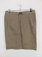 Vorschaubild 2 von Damen Faltenrock Midirock Beige Baumwolle Gr. 42 XL Casual