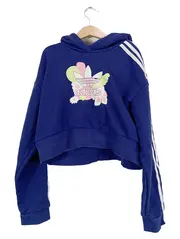 Vorschaubild 1 von Kinder Hoodie Pullover Gr. 146 Blau Sportlich Blumenmuster Kapuze
