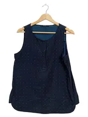Vorschaubild 1 von Damen Top Bluse ärmellos Gr. 38 M Blau gepunktet Viskose
