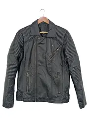 Vorschaubild 1 von Herren Lederjacke Schwarz Gr. M Biker Jacke Urban Kunstleder