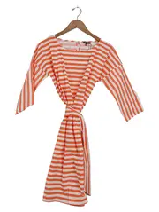 Vorschaubild 1 von Damen Midikleid gestreift Orange Weiß Gr. 40 L