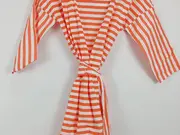 Vorschaubild 3 von Damen Midikleid gestreift Orange Weiß Gr. 40 L