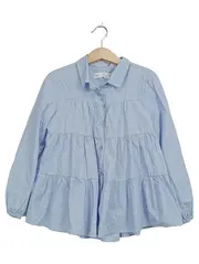 Vorschaubild 1 von Mädchen Hemdbluse Gr. 128 Hellblau Volant Rüschen Baumwolle