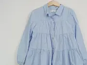 Vorschaubild 2 von Mädchen Hemdbluse Gr. 128 Hellblau Volant Rüschen Baumwolle