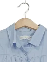 Vorschaubild 3 von Mädchen Hemdbluse Gr. 128 Hellblau Volant Rüschen Baumwolle