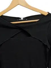 Vorschaubild 2 von Damen Langarmshirt Cut-Out Rippstrick Schwarz Gr. 36/S Modern