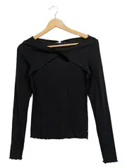 Vorschaubild 1 von Damen Langarmshirt Cut-Out Rippstrick Schwarz Gr. 36/S Modern