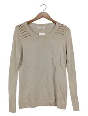 Vorschaubild 1 von Pullover Damen Beige Gr. 38/M Langarm Viskose Nieten Casual