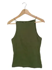 Vorschaubild 1 von Damen Basic Top ärmellos Uni Grün Gr. 38/M Baumwolle
