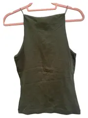 Vorschaubild 2 von Damen Basic Top ärmellos Uni Grün Gr. 38/M Baumwolle