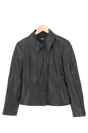 Vorschaubild 1 von Damen Jacke Gr. 36 Schwarz Kunstleder Optik Biker Stil Übergang