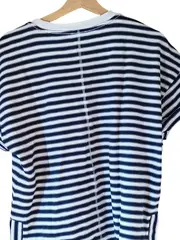 Vorschaubild 3 von Damen T-Shirt Blau Gestreift Kurzarm Baumwolle Gr. 40/L