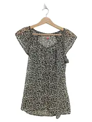 Vorschaubild 1 von Damen Bluse Leopardenmuster Beige Gr. 36 Animal-Print Kurzarm