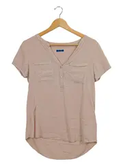 Vorschaubild 1 von Damen Bluse Kurzarm Uni Beige Gr. 36/S Viskose Freizeit