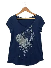 Vorschaubild 1 von Damen T-Shirt Kurzarm Grafik Schriftzug Blau Gr. S