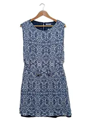 Vorschaubild 1 von EDC Damen Freizeitkleid Gr. 38 Blau Gemustert Casual Viskose Sommerkleid