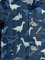 Vorschaubild 3 von Kinder Outdoorjacke Dino Motiv Blau Gr. 116 Kapuze Polyester