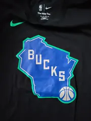 Vorschaubild 2 von Milwaukee Bucks T-Shirt Herren Gr. XS Schwarz NBA Basketball Logo Baumwolle