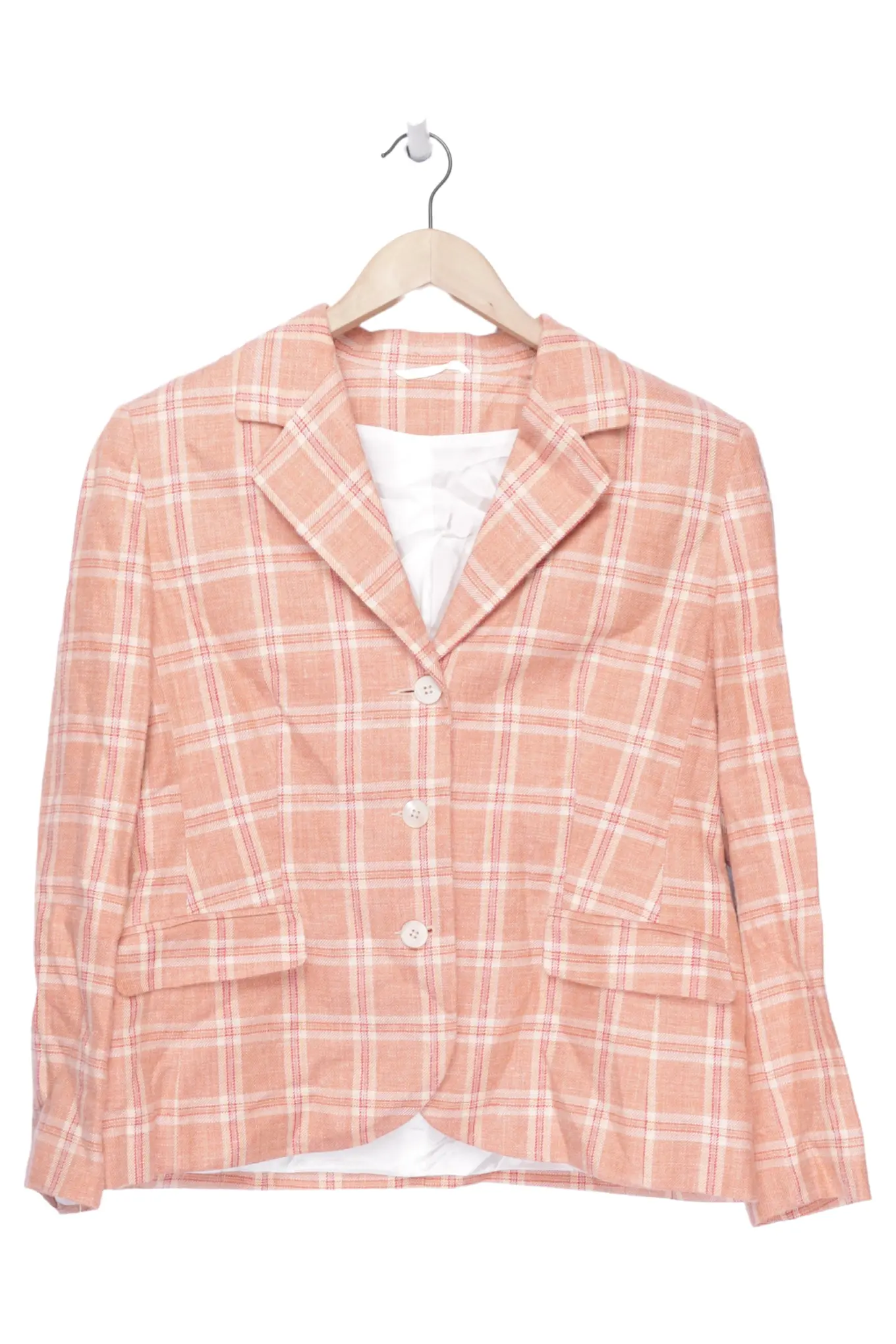 MAGEE Damen Blazer Gr. 42/XL Orange Kariert Leinen Klassisch Vintage