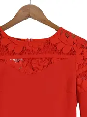 Vorschaubild 2 von Cocktailkleid Damen Gr. 34/XS Rot Spitze Langarm Elegant