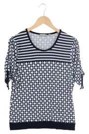 Vorschaubild 1 von Damen T-Shirt Gr. 38/M Blau Geometrisch Maritim Kurzarm Viskose