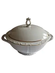 Vorschaubild 1 von Suppenterrine Porzellan 30cm Weiß Abstrakt Metallic-Look Festlich