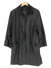 Vorschaubild 1 von Ledermantel Damen 3/4 Arm Pailletten Schwarz Gr. 40 L