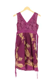 Vorschaubild 1 von Damen Freizeitkleid Gr. 38;M Lila Bohème Vintage Baumwolle