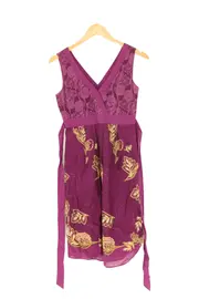 Vorschaubild 2 von Damen Freizeitkleid Gr. 38;M Lila Bohème Vintage Baumwolle