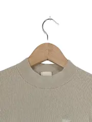 Vorschaubild 3 von Damen Pullover Stehkragen Rippstrick Beige Gr. L