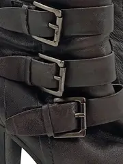 Vorschaubild 3 von Damen Stiefeletten Leder Schnallen Blockabsatz Schwarz Gr. 39