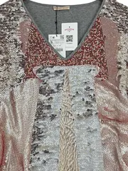 Vorschaubild 3 von Damen Langarmshirt Pailletten Mehrfarbig Gr. 36/S Glamourös