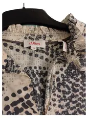 Vorschaubild 4 von Damen Bluse Gr. 38 Beige Abstrakt Bindeband Baumwolle