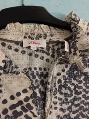 Vorschaubild 5 von Damen Bluse Gr. 38 Beige Abstrakt Bindeband Baumwolle