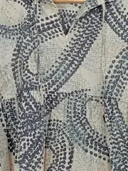 Vorschaubild 3 von Damen Bluse Gr. 38 Beige Abstrakt Bindeband Baumwolle