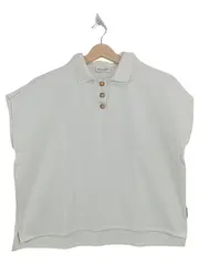 Vorschaubild 1 von Damen Poloshirt Beige Gr. M Rippstrick Casual