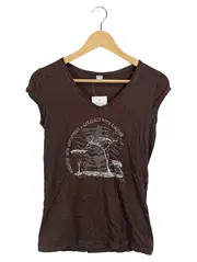 Vorschaubild 1 von Damen T-Shirt Gr. 38/M Braun Kurzarm Baumwolle Grafik