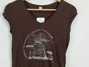 Vorschaubild 2 von Damen T-Shirt Gr. 38/M Braun Kurzarm Baumwolle Grafik