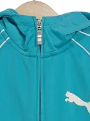 Vorschaubild 2 von Kinder Trainingsjacke Gr. 128 Türkis Kapuze Sport Polyester Logo