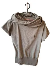 Vorschaubild 1 von Damen Top Grau Gr. 36/S Kurzarm Casual Meliert Rippstrick