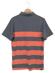 Vorschaubild 2 von Herren Poloshirt Gr. 48/M Grau Orange Gestreift Sportlich